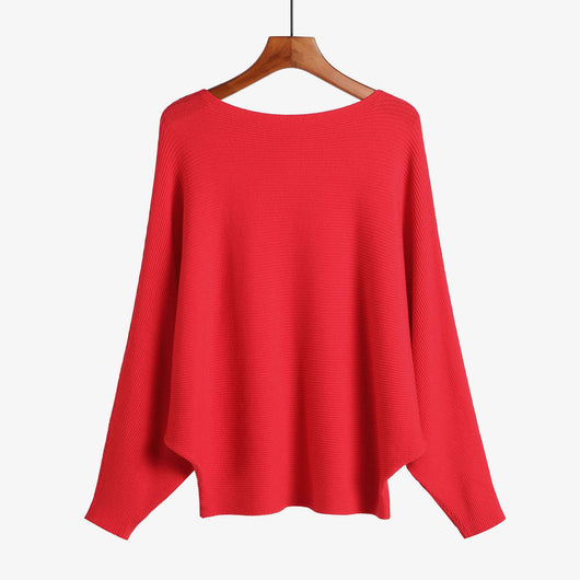 Suéter Tejido Holgado para Mujer - Blusa Cuello Redondo Manga Murciélago - Image 10