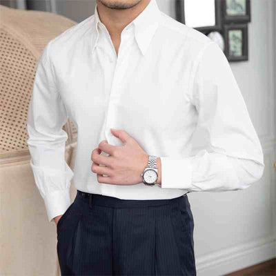 Camisa Slim Fit de Cuello Italiano Antirruga para Hombre Moderno - Image 8