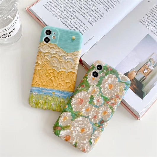Funda para Teléfono con Diseño de Margaritas al Óleo - Image 9