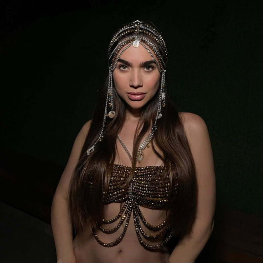 Cadena de Pecho Halter Top - Body Chain Metálico - Image 2