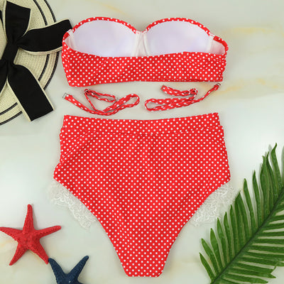 Bikini Talle Alto con Encaje, Lunares y Cierre Underwire - Image 4