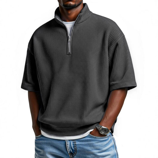 Polo Camiseta Manga Corta Waffle-Knit con Cierre de Medio Zipper para Hombre - Image 5