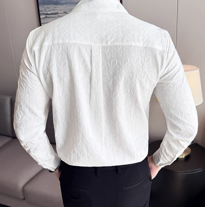Camisa Casual de Cuello Mao a Rayas, Sin Planchado y Alta Calidad - Image 3