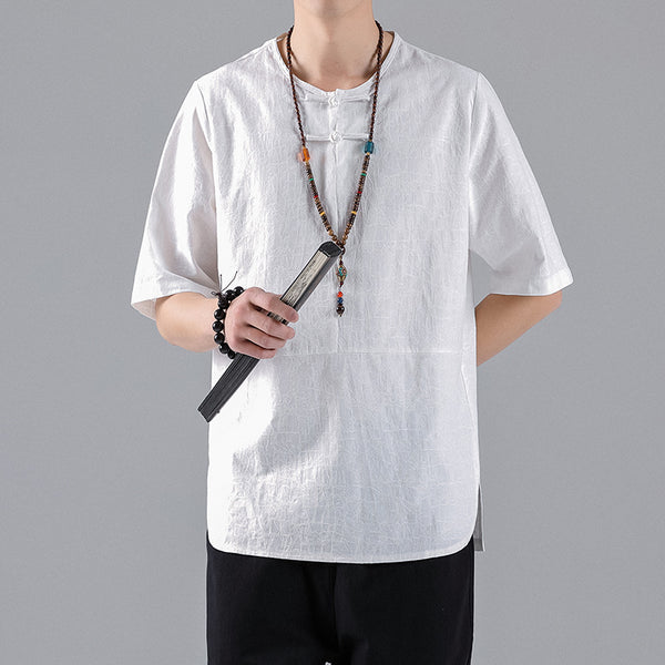 Camiseta Retro Jacquard Cuello Redondo para Hombre