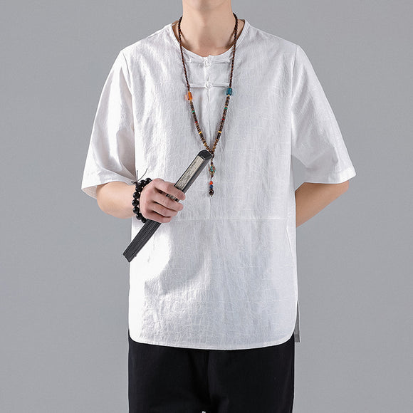 Camiseta Retro Jacquard Cuello Redondo para Hombre