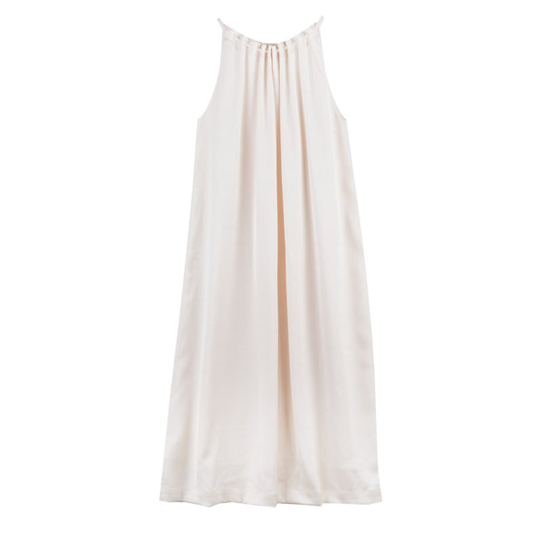 Vestido Halter con Textura Fruncida y Cierre Anudado