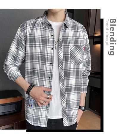 Camisa Casual Cuadros Estilo Hong Kong para Jóvenes - Image 41
