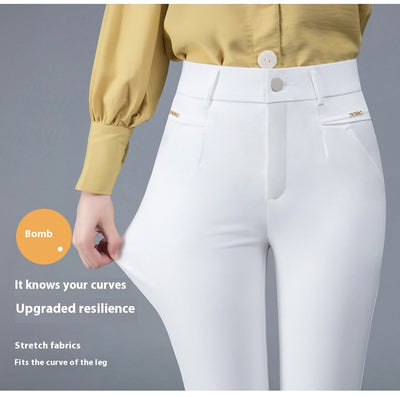 Pantalones Casuales Coreanos Cintura Alta Elásticos Ajustados Efecto Adelgazante - Image 21