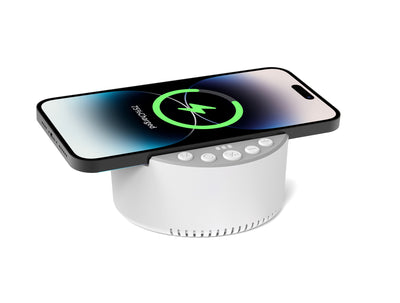 Cargador Inalámbrico 15W con Altavoz Bluetooth y Sonido Blanco - Image 12