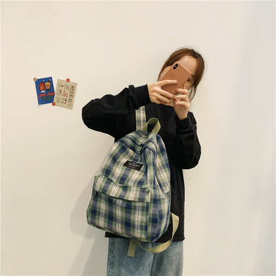 Mochila Escolar Estilo Coreano a Cuadros - Diseño Casual y Moderno - Image 4
