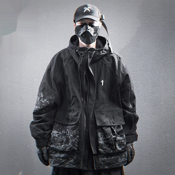 Chaqueta Impermeable con Capucha y Bolsillos Funcionales para Hombre