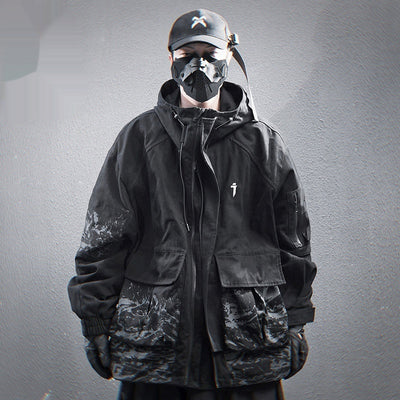 Chaqueta Impermeable con Capucha y Bolsillos Funcionales para Hombre