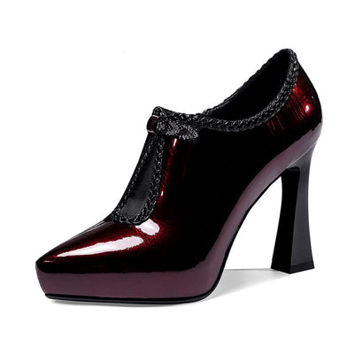 Zapatos de Tacón Bajo Charol Profundo con Punta Redondeada - Image 10