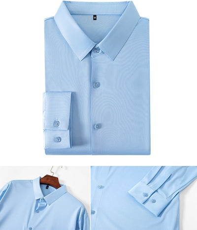Camisa Manga Larga Sin Costuras Elástica Antiarrugas Efecto Hielo para Hombre - Image 23