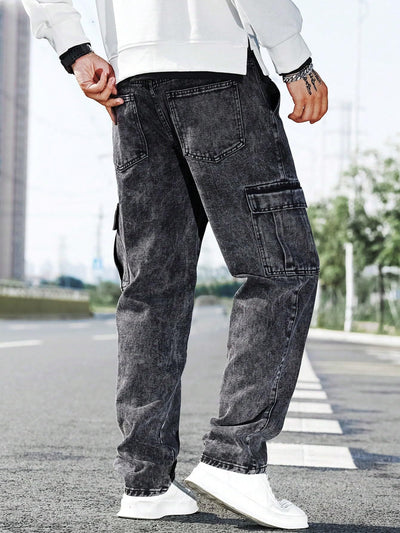 Jeans de Trabajo Holgados con Múltiples Bolsillos - Estilo Urbano Moderno - Image 8