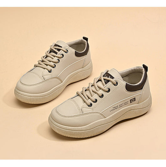 Tenis Blancos de Cuero Estilo Coreano Multiuso para Mujer - Image 10