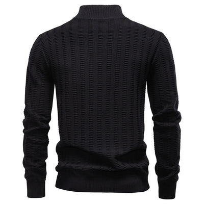 Suéter Hombre Jacquard a Rayas con Cierre Medio y Cuello Alto - Image 14