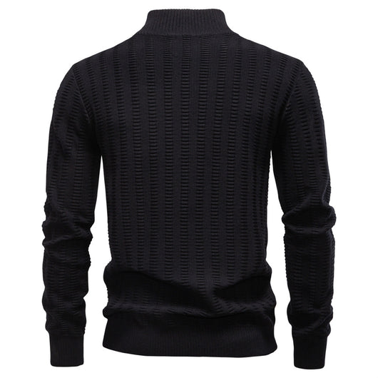 Suéter Hombre Jacquard a Rayas con Cierre Medio y Cuello Alto - Image 14