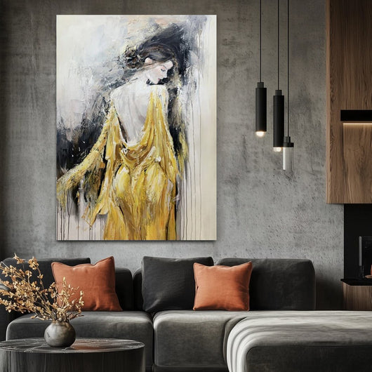 Cuadro Óleo Artesanal Mujer Elegante Moderna - Lienzo Texturizado sin Marco - Image 11