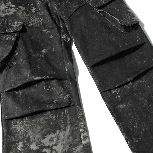 Pantalones Cargo Pleated Multi-bolsillo con Diseño Distressed American Street - Image 2