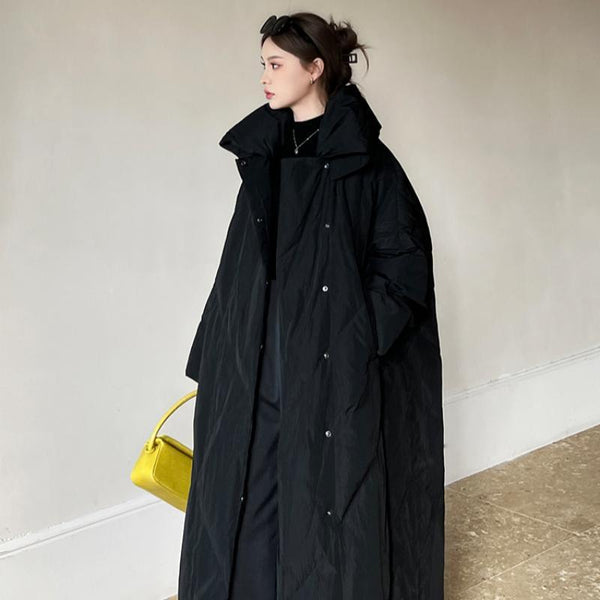 Abrigo Largo Invierno Talla Grande Estilo Coreano para Mujer