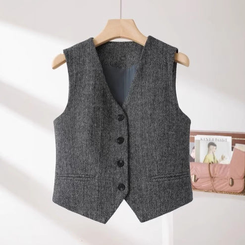 Chaleco de Lana Estilo Clásico Británico para Mujer Primavera