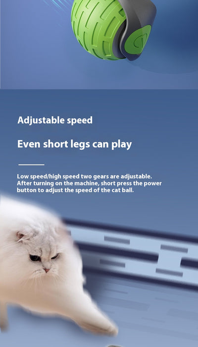 Orange and grey smart pet cat ball, an automatic electric rolling toy with a textured surface and power button. - Image 14