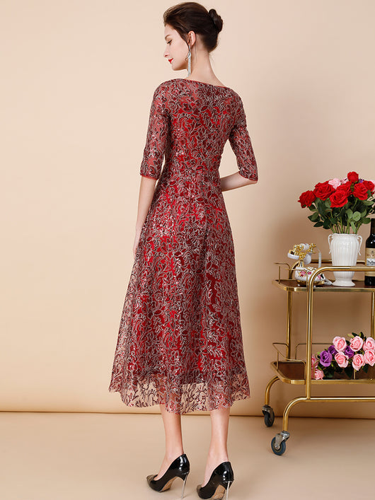 Vestido Slim Fit Elegante con Bordado Delicado para Mujer - Image 5