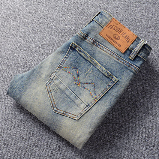 Jeans Retro Hombre Lavado Vintage con Elasticidad - Image 5