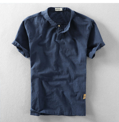 Camisa Suelta Estilo Chino de Algodón y Lino con Cuello Mao - Image 8