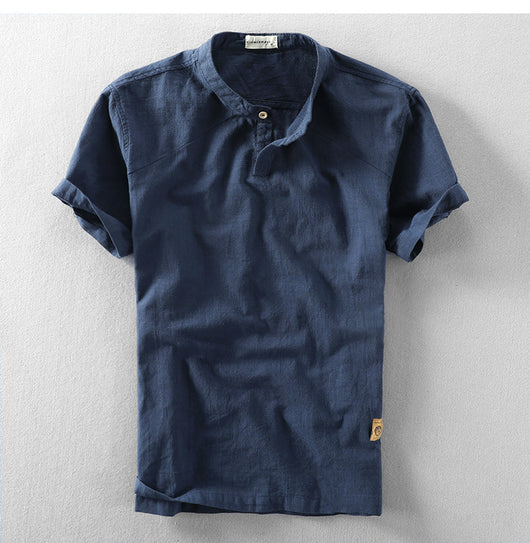Camisa Suelta Estilo Chino de Algodón y Lino con Cuello Mao - Image 8