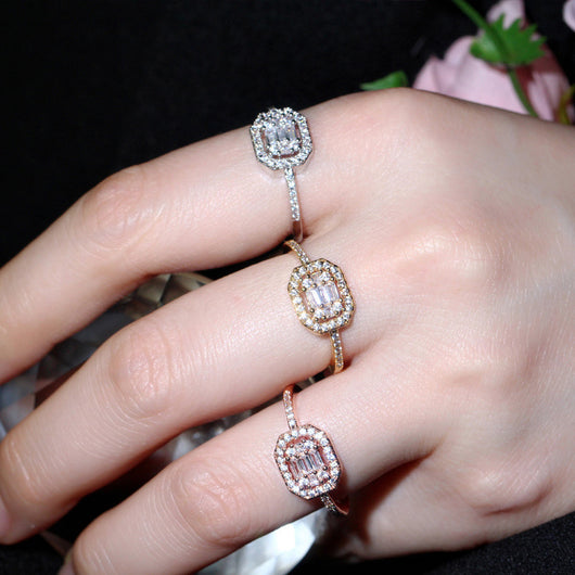 Conjunto de Pulsera y Anillo para Mujer con Circonita Brillante y Baño de Oro Real - Image 8
