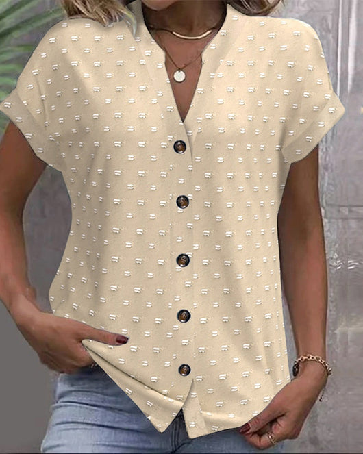 Camisa Casual de Escote V y Manga Corta con Textura Jacquard - Image 15
