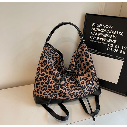 Mochila de Moda con Estampado Leopardo de Gran Capacidad Multiusos - Image 7
