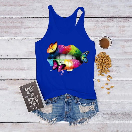 Blusa Tirantes Mariposas y Labios Multicolores para Mujer - Image 13