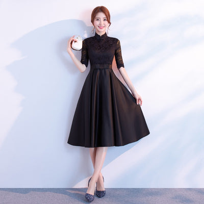 Vestido Largo Elegante de Manga Larga Negro para Eventos Corporativos - Image 3