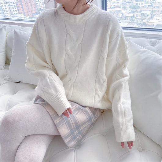 Suéter Retro Japonés Grueso para Otoño e Invierno