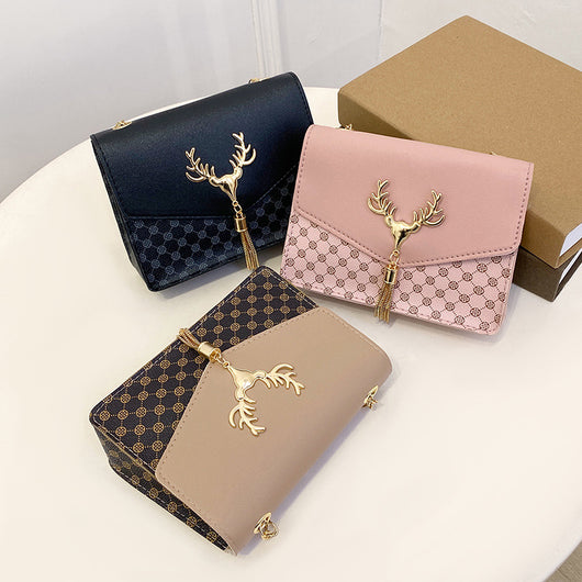 Bolso Crossbody Cuadrado Pequeño con Cadena y Detalle de Borla - Diseño Bicolor Elegante - Image 2