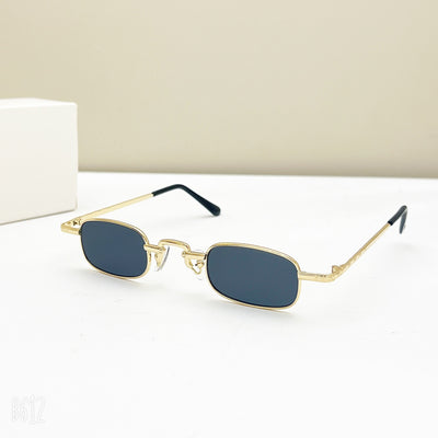 Black retro hip hop sunglasses with dark rectangular lenses and a sleek metal frame on a white background. - Image 10