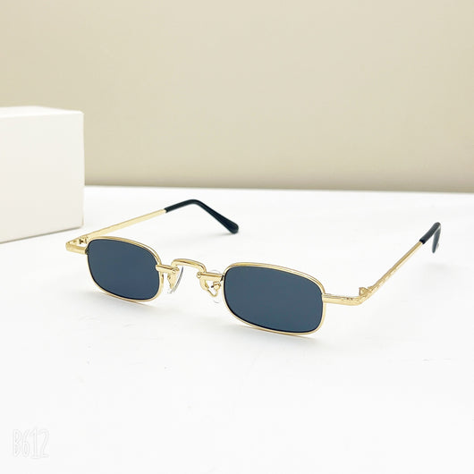 Black retro hip hop sunglasses with dark rectangular lenses and a sleek metal frame on a white background. - Image 10