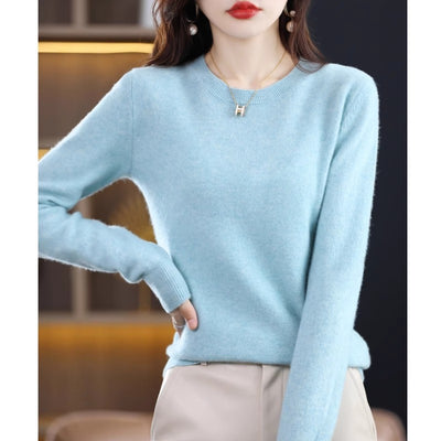 Suéter de Lana Pura Cuello Redondo Mujer - Diseño Holgado Otoño Invierno - Image 9