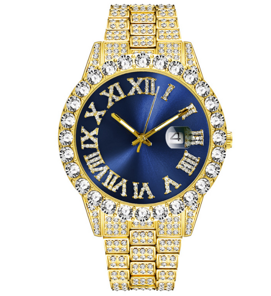 Reloj Dorado Impermeable para Hombre con Numerales Romanos - Image 8