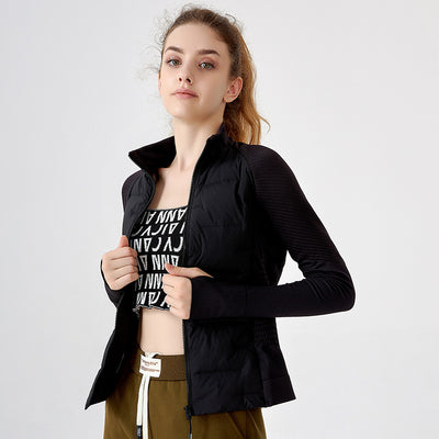 Chaqueta Deportiva de Plumón de Ganso Blanco Ligera con Manga Larga para Ciclismo y Yoga - Image 2