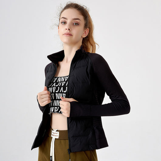 Chaqueta Deportiva de Plumón de Ganso Blanco Ligera con Manga Larga para Ciclismo y Yoga - Image 2