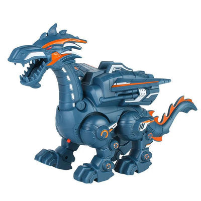 Gray and blue electric mechanical dinosaur toy with clear wings, designed for walking, water spray, and lights. - Image 9
