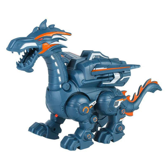 Gray and blue electric mechanical dinosaur toy with clear wings, designed for walking, water spray, and lights. - Image 9