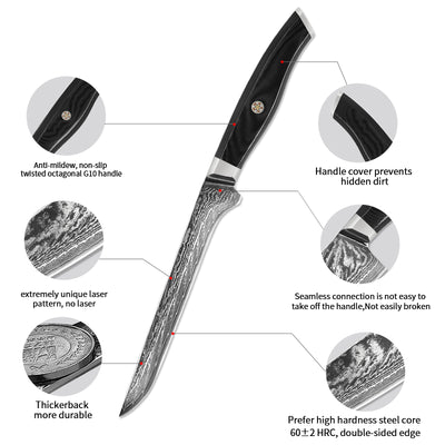 Cuchillo Deshuesador Damasco Acero Inoxidable Comercial - Image 4