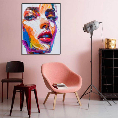 Cuadro Abstracto Moderno Pintura al Óleo Hecha a Mano - Rostro Contemporáneo con Técnica de Espátula - Image 9