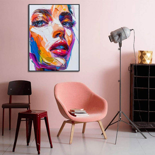 Cuadro Abstracto Moderno Pintura al Óleo Hecha a Mano - Rostro Contemporáneo con Técnica de Espátula - Image 9