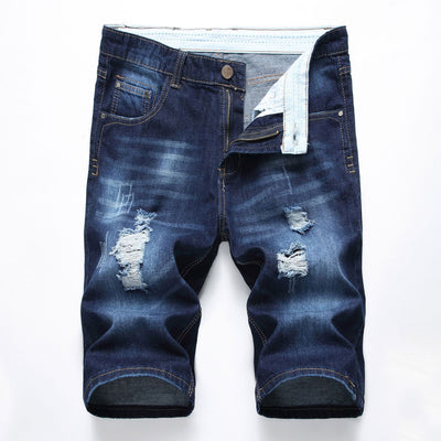 Shorts de Mezclilla Slim Ajustado con Rotos en Tono Claro - Image 4